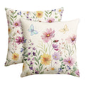 Sm:)e Tulips Daisy Dragonfly Butterflies Floral Spring Throw Pillow Covers Set of 2,18x18 Inch