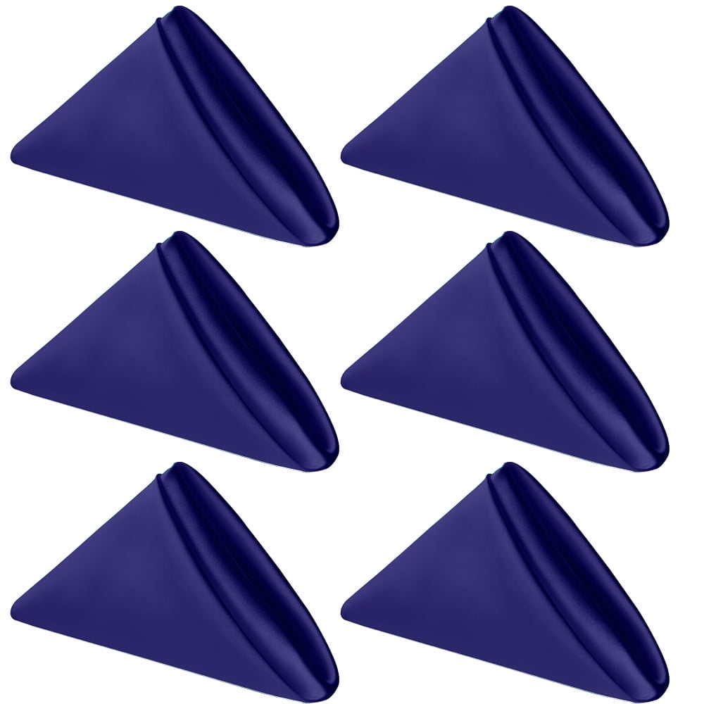 Sm:)e 17x17 inch 6 Pack Satin Napkins for Dinner Lunch Wedding Party, Silky Smooth Washable, Polyester, Violet, Square
