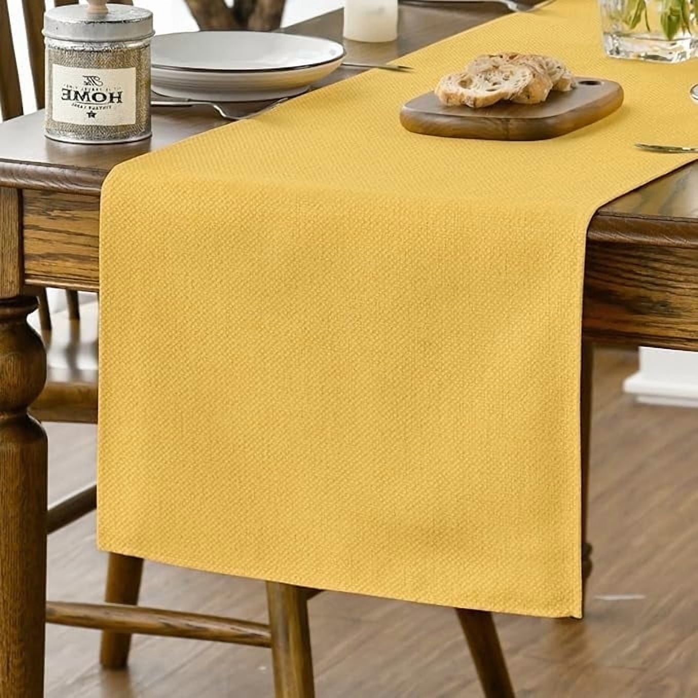 Sm:)e Yellow Table Runner 13x72 Inch, Seasonal Washable Kitchen Dining Table Decoration for Home Party