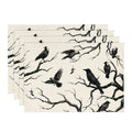 Smile Silhouette Tree Crows Halloween Table Placemats Set of 4, 12x18 inch
