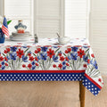 Sm:)e 4th of July Tablecloth 60 x 140 Inch, Patriotic Watercolor Poppy Flowers Independence Day Memorial Day Table Cover Polyester