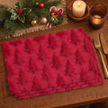 Sm:)e Dimensional Red Tree Soft Plush Faux Fur Christmas Placemats 12x18 Inch, Kitchen, Dining Table Decor, Winter Christmas Party Decor