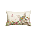 Sm:)e Floral Tulip Garland Bunny Easter Throw Pillow Cover, 12 x 20 Inch Spring Rabbit Holiday Cushion Case Decoration for Sofa Couch