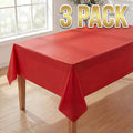 Plastic Table Cloth Disposable 3 Pack, 54 x 108 Inch, Red, for Party Picnic Wedding