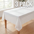 Plastic Table Cloth Disposable 3 Pack, 54 x 72 Inch, White, for Party Picnic Wedding