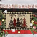 Sm:)e Merry Christmas Trees Winter Decorative Doormat Buffalo Plaid Low-Profile Floor Mat Switch Mat for Indoor Outdoor 17 x 29 Inch