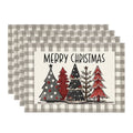 Smile Buffalo Plaid Christmas Placemats 12x18 Inch Set of 4