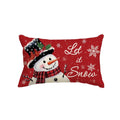 Sm:)e Let it Snow Snowflake Snowman Christmas Throw Pillow Cover 12 x 20 Inch, Red, Winter Holiday Decoration Cushion Case for Sofa Couch