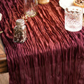 Sm:)e Boho Burgundy Gauze Cheesecloth Table Runner 35x120 Inch, Multi-Purpose Decor for Kitchen Dining Wedding Holiday Party