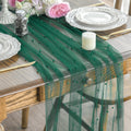 Sm:)e Pearl Dark Green Gauze Table Runner 120 Inch 10FT, Table Decor for Wedding Anniversary Birthday Outdoor Home Party Table
