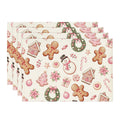 Sm:)e Pink Snowman Gingerbread Man Christmas Placemats 12 x 18 Inch, Set of 4, Winter Table Decor Supplies for Kitchen Dining & Holiday Party