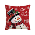 Sm:)e Let it Snow Snowman Christmas Throw Pillow Cover 18 x 18 Inch, Red, Winter Holiday Cushion Case Decoration for Sofa Couch