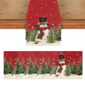 Smile Snowman Christmas Table Runner and Placemats, 13 x 72 Inch, 12 x 18 Inch, Red