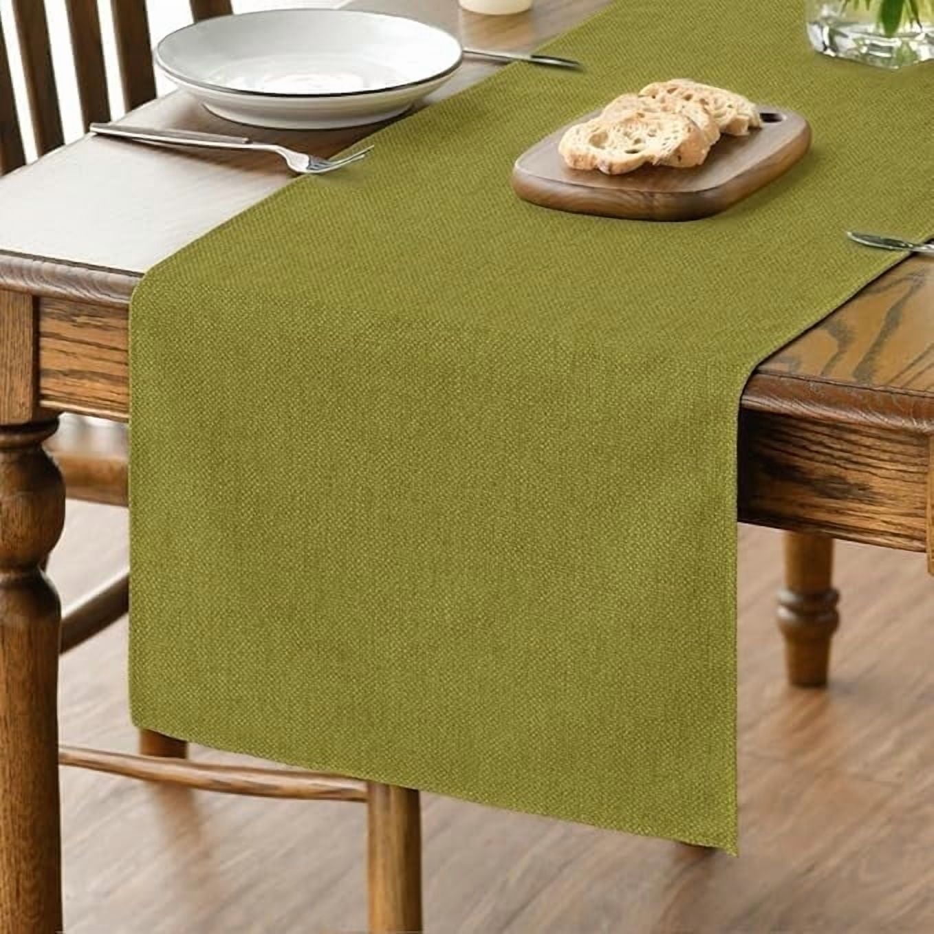Sm:)e Green Table Runner 13x72 Inch, Seasonal Washable Kitchen Dining Table Decoration for Home Party