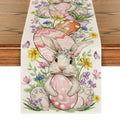 Sm:)e Bunny Eggs Carrot Flower Easter Table Runner 13x72 Inch