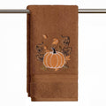 Sm:)e 1 Pc Maple Leaf Caramel Pumpkin Embroidered Fall Hand Towel, 100% Cotton Absorbent Kitchen Dish Towel, 18 x 26 Inch