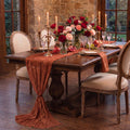 Sm:)e Boho Terracotta Gauze Cheesecloth Table Runner 35x120 Inch, Multi-Purpose Decor for Kitchen Dining Wedding Holiday Party