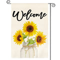 Sm:)e Summer Sunflower Garden Flag 12 x 18 Inch Double Sided, Welcome Seasonal Farmhouse Yard Outdoor Banner