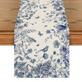 Sm:)e Monochrome Sketch Birds Flowers Spring Table Runner 13x90 Inch