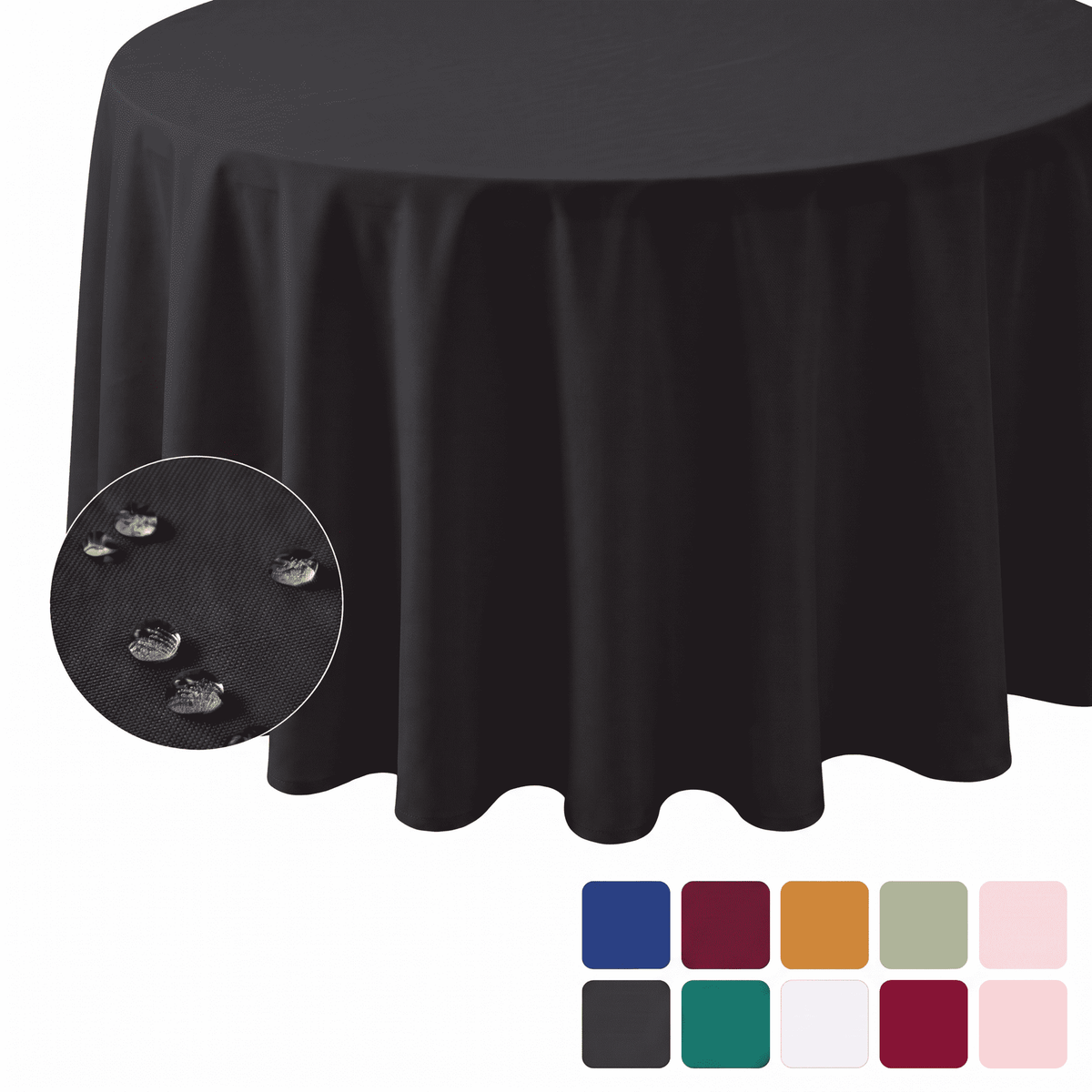 Sm:)e Black Farmhouse Style Waterproof Tablecloth 60 Inch, Yarn-Dyed Woven Table Cover for Dining Decor, Round
