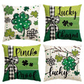 Sm:)e Lucky Charm Shamrock Patricks Day Pillow Cover Set of 4 18x18 Inch