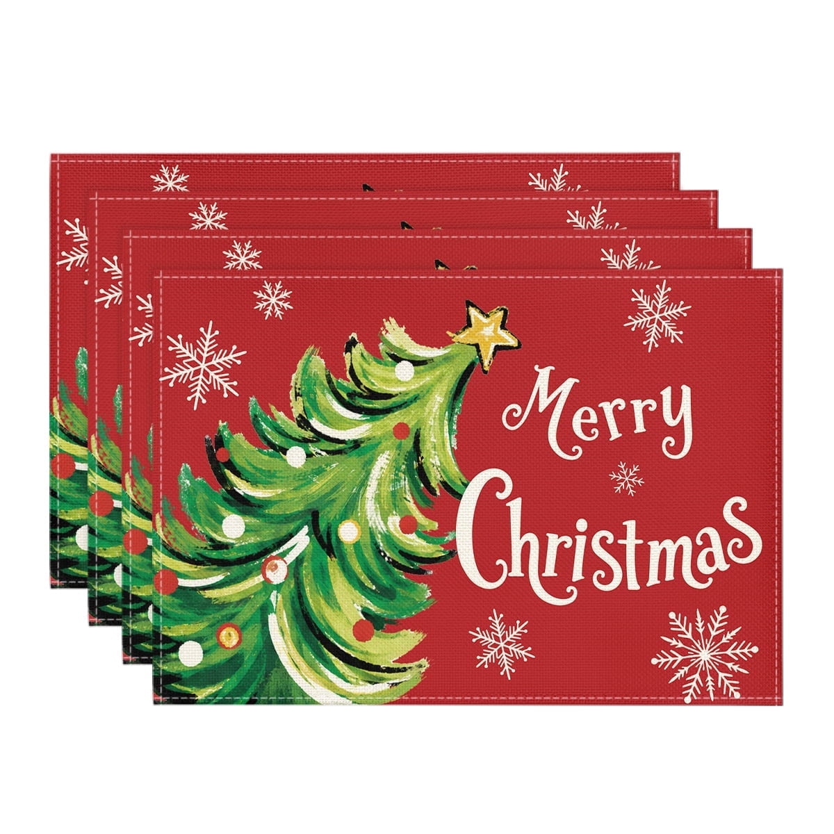 Sm:)e Christmas Tree Snowflake Christmas Placemats 12 x 18 Inch, Set of 4, Winter Table Decor Supplies for Kitchen Dining & Holiday Party