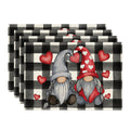 Sm:)e Buffalo Plaid Gnomes Love Heart Valentine's Day Placemats Set of 4, 12x18 Inch
