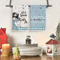 Sm:)e Blue Buffalo Plaid Snowman Winter Kitchen Towels Dish Towels, 18x26 Inch Let It Snow Daily Christmas Decoration Hand Towels Set of 2