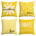 Sm:)e Sweet Home Sunshine Daisy Floral Spring Throw Pillow Covers Set of 4,18x18 Inch,Yellow
