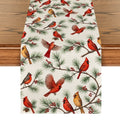Sm:)e Cardinal Bird & Pine Branch Winter Christmas Table Runner, 13 x 72 Inch Farmhouse Table Decor, Universal for Indoor Outdoor Kitchen, Home & Party Decoration