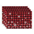 Smile Snowflake Buffalo Check Plaid Christmas Placemats 4-Pack 12 x 18 Inch