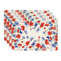 Sm:)e Watercolor Floral Poppy Eucalyptus 4th of July Placemats Set of 4,Seasonal Summer Washable Kitchen Dining,12 x 18 Inch