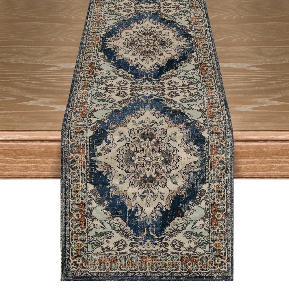 Sm:)e Boho Bohemia Table Runner, Country Rustic Farmhouse Kitchen Dining Table Decoration for Home Party Decor 13x72 Inch