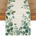 Smile Greenery Eucalyptus Leaves Table Runner for Spring Summer 13 x 72 Inch
