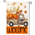 Sm:)e Truck Pumpkin Maple Leaves Fall Garden Flag 12 x 18 Inch, Double-Sided Printing, Seasonal Farmhouse Yard Outdoor Decor