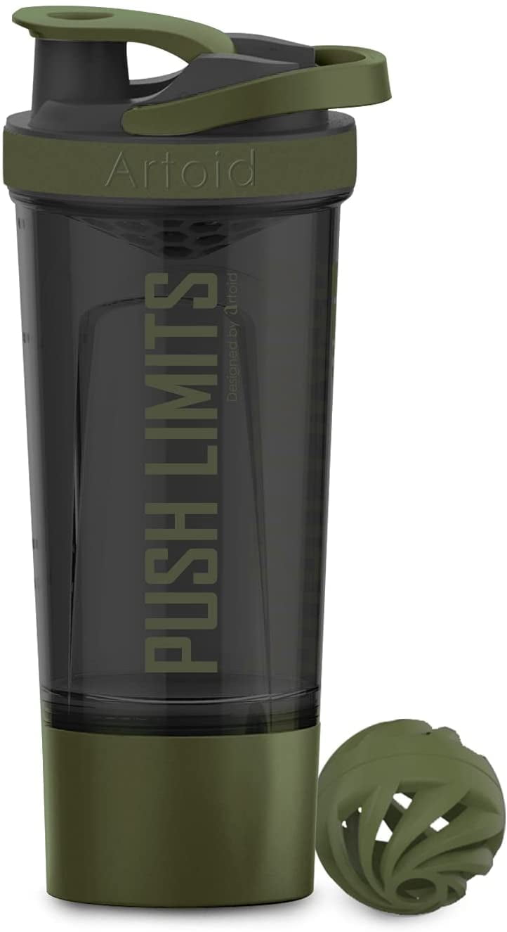 Sm:)e 24 oz Green Protein Shaker Bottle with Shaker Balls & Mixing Grids