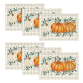 Smile Orange Pumpkins Eucalyptus Leaves Fall Thanksgiving Table Placemat 6 Set 12 x 18