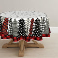 Sm:)e Christmas Trees Red Plaid Table Cloth Round 70 Inch