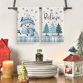Sm:)e Snowman Believe Winter Christmas Kitchen Dish Towel 18x26 Inch Set of 2