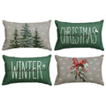 Sm:)e Christmas Trees Green Gray Winter Throw Pillow Cover 12x20 Inch Set of 4