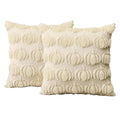 Sm:)e Pumpkin Plush Faux Fur Jacquard Fall Throw Pillow Cover 18x18 Inch, Set of 2, Silky Soft Seasonal Cushion Case for Sofa Couch Beige