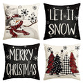 Sm:)e Snowman Let It Snow Christmas Winter Pillow Covers 16 x 16 Black