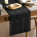 Sm:)e Black Farmhouse Woven Rustic Hollow Table Runner, Boho Table Runner 12x36 Inch, Dining Kitchen Home Decor