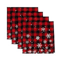 Sm:)e Snowflake Red Black Plaid Winter Chirtsmas Cloth Napkins Set of 4, Polyester, 18x18 Inch