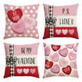Sm:)e Candy Heart Valentine Throw Pillow Covers Set of 4 Red, 18 x 18 Inch Valentine Stripes Cushion Case Decoration for Sofa Couch
