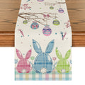 Sm:)e Buffalo Plaid Bunny Egg Carrot Easter Table Runner 13x72 Inch