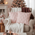 Sm:)e Pink Christmas Tree Soft Plush Faux Fur Pillow Covers 18x18 Inch Set of 2 Outdoor Sofa Holiday Festivals Winter Home Decor