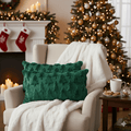 Sm:)e Green Christmas Tree Soft Plush Faux Fur Pillow Covers 12x20 Inch Set of 2 Outdoor Sofa Holiday Festivals Winter Home Decor