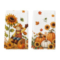Sm:)e Scarecrow Maple Leaves Sunflower Pumpkins Fall Kitchen Dish Towels Set of 2, Soft & Absorbent Washcloth 18x26 Inch