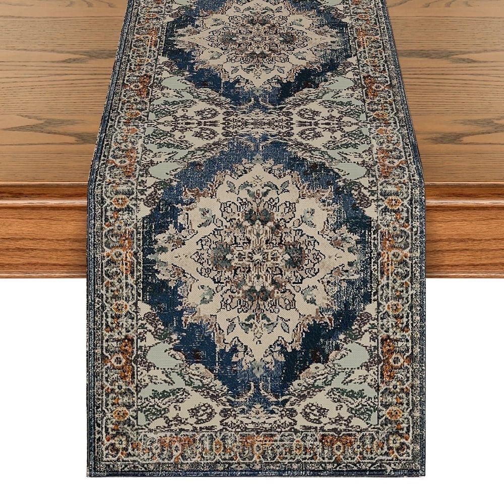 Sm:)e Boho Bohemia Table Runner, Country Rustic Farmhouse Kitchen Dining Table Decoration for Home Party Decor 13x48 Inch